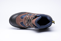 ANITAKE Sepatu Keselamatan Kerja Unisex Kulit Sapi Embos Berujung Baja Anti-Selip Anti-Statik Nyaman Model Mid Cut untuk Musim Gugur, Cocok untuk Konstruksi