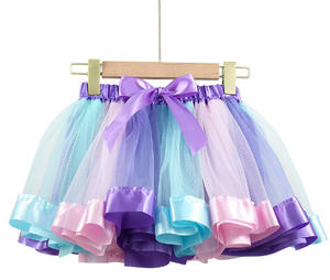 Venta al por mayor de tul arcoíris en capas faldas <span class=keywords><strong>tutú</strong></span> chico chica minifalda con cinta niños enaguas con forro - Product Image 4
