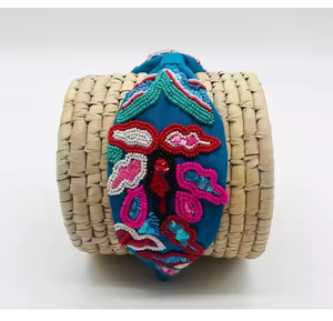 Diademas azules de gran venta con bordado abstracto y ajuste acolchado: diademas de alta calidad fáciles de usar DE LA India - Product Image 1