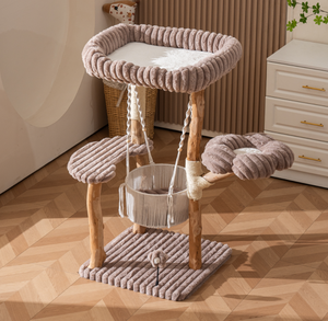 Condo pour <span class=keywords><strong>chat</strong></span> multi-niveaux au <span class=keywords><strong>design</strong></span> simple, style <span class=keywords><strong>scandinave</strong></span>, avec matériaux en bois et lin, respectueux de l'environnement - Product Image 5