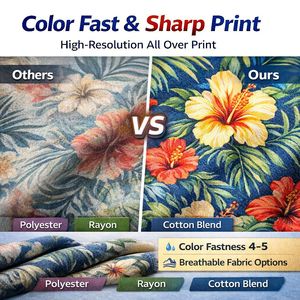 Chemise Hawaïenne Florale Respirante Tendance pour Homme 2026 – Coupe Ample, Idéale Vacances à la Plage, Manches Courtes, Imprimée en Polyester - Product Image 4