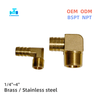 Coudière à soufflet en laiton type L NPT BSPT 1/4''~4'' à raccord cannelé 90° °   Raccord coudé à filetage Pagoda pour tuyau d'air, de gaz, d'huile et d'eau