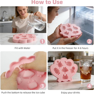 Stampo per cubetti di ghiaccio in silicone con forme di simpatiche creature marine, facile da rilasciare per preparare bevande, caffè e cioccolato - Product Image 4