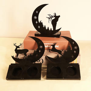 <b>Black</b> Iron Reindeer Creative Candle Holder <b>Christmas</b> <b>Decoration</b> Indoor Ambiance Ornament Candle Holder - Product Image 4