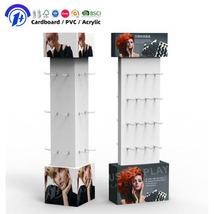 Présentoirs de sol en carton pour accessoires capillaires, perruques et extensions de cheveux, avec crochets en papier - Product Image 1