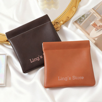 Pochette carrée portable personnalisée 12x12cm en cuir pour bijoux, maquillage, câbles de données et écouteurs, avec fermeture automatique