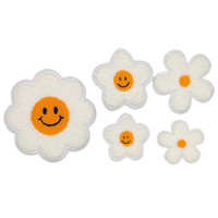 Fabricant de serviettes à Double couche brodées, patchs de lettres Chenille en Stock, fleurs blanches, patchs de broderie