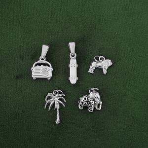 Olivia Acero inoxidable Coco Árbol Radio Charm Pvd 18K Chapado en oro León Elefante Placa deslizante Colgante de moda para hacer DIY - Product Image 4