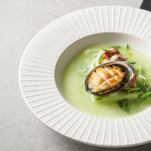 Plato Hondo de Cerámica Ecológica con Acabado Brillante en Relieve, Blanco, Texturizado, para Sopa, Tacos Mexicanos, <span class=keywords><strong>Restaurante</strong></span> Árabe - Product Image 1