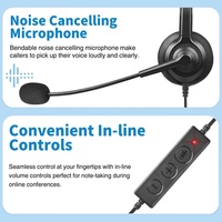 Hands-Free Headset pusat panggilan telepon Noise Cancelling Headset USB dengan mikrofon untuk Headphone PC dengan mikrofon LL-H30D