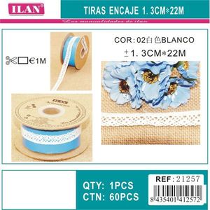 Strisce di pizzo ILAN 1,3 cm x 22 m bianche per artigianato e cucito - Product Image 3