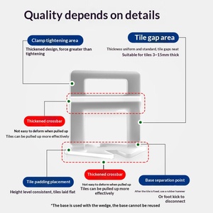 Système complet de nivellement de carreaux avec cales réutilisables, clips et pinces réglables pour carreaux - Product Image 6