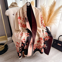 Écharpe châle double face pour femmes, motif de marguerite épaissi, protection des épaules, sensation haut de gamme, idéale pour les superpositions automne-hiver