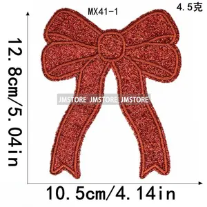 Colorful Glitter Sequin <strong>Girly</strong> Coquette Sparkle Bows Iron on Small Badge Thermoadhesive Embroidery Patches Applique for <strong>Hoodies</strong> - Product Image 5
