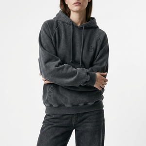 <span class=keywords><strong>Felpa</strong></span> con <span class=keywords><strong>Cappuccio</strong></span> <span class=keywords><strong>Nera</strong></span> Lavata da <span class=keywords><strong>Donna</strong></span>, Logo Ricamato Personalizzato, Oversize in Cotone, Abbigliamento Casual, Felpe Vintage - Product Image 1