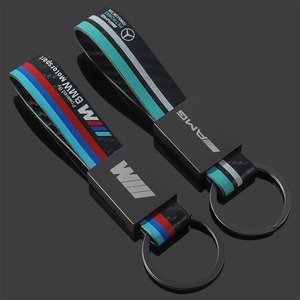 Cross-Border Three-Color Sports Logo Keychain Genuine <strong>Leather</strong> Carbon Fiber Pattern Car Logo <strong>Keyring</strong> - Product Image 3
