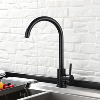 Robinet à levier unique en acier inoxydable 304 noir mat à grand arc durable avec logo personnalisé
