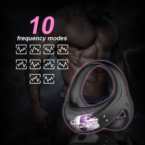 Vibromasseur électrique en silicone imperméable de qualité supérieure, rechargeable par USB, 10 vitesses de vibration, télécommande, anneau pénien, jouet intime - Product Image 1