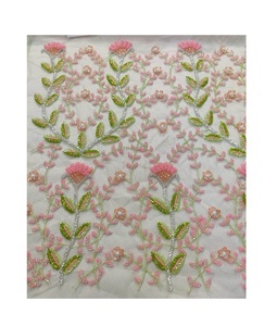 Tissu en dentelle perlée de luxe fait main de haute qualité pour robes de soirée, disponible à prix de gros en Inde - Product Image 1