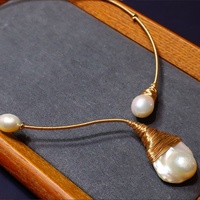 2024 nouveau Design 14K plaqué or collier pour femmes tissé à la main perles baroques d'eau douce naturelles perles pour mariage
