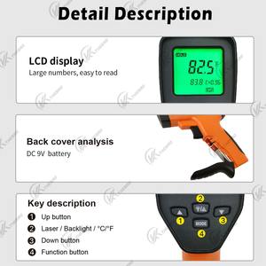 Termometer Digital IR non-kontak untuk industri, termometer rumah tangga bahan plastik - Product Image 5