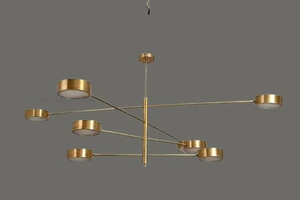 Lustre contemporain en laiton de style Mid-Century Modern, luminaire suspendu pour salle à manger, chambre à coucher, solution d'éclairage domestique - Product Image 3
