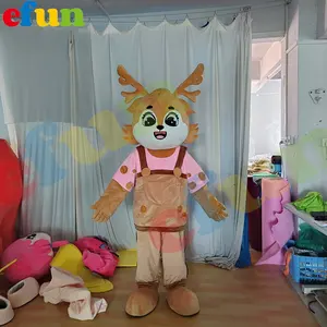Efun最小起订量1 pc成人尺寸圣诞麋鹿驼鹿服装万圣节角色扮演动物麋鹿吉祥物服装待售