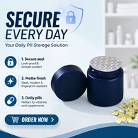 Pot de stockage en plastique bleu mat en gros, 120 ml, 150 ml, à large ouverture, avec couvercle sécurité enfant, vide, pour herbes, poudres et cosmétiques