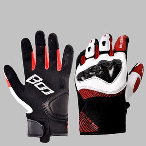 Guantes de motocicleta para hombre, color negro y rojo, de cuero auténtico, antideslizantes, resistentes al desgaste, de seguridad, para uso en bicicleta para adultos - Product Image 1