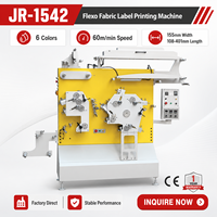 Imprimante d'étiquettes en tissu Flexo JR-1542, 6 couleurs, vitesse de 60 m/min, machine d'impression d'étiquettes en ruban satiné avec certification CE