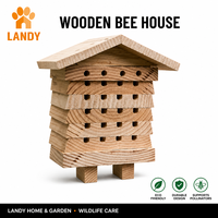 Maison pour abeilles maçonne en bois naturel, habitat extérieur pour pollinisateurs de jardin, hôtel pour abeilles solitaires avec trous de nidification lisses