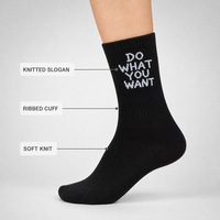 Chaussettes de sport en coton à semelle épaisse style slogan avec semelle mi-éponge
