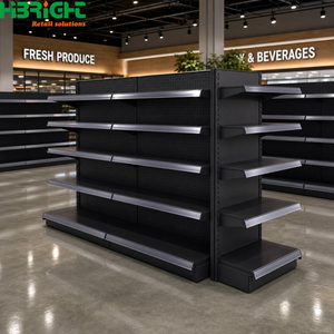 Estanterías Góndola de Doble Cara Reforzadas, Exhibidores Metálicos Negros con Estantes Perforados para Supermercados y Tiendas Minoristas - Product Image 5
