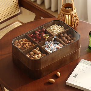 Caja de madera Gechuang para frutas, de doble capa, rectangular, de 1-3L, bandeja de almacenamiento de aperitivos para servir en la sala de estar o en fiestas. - Product Image 3