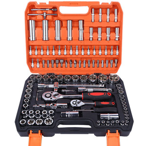 Ensemble de 108 pièces Cr-V mécanique clé à cliquet douille ensemble d'outils combinés Kits d'outils de réparation à la main pour voitures, motos et vélos - Product Image 1
