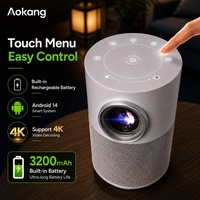 Mini Proyector Compatible con 4K, Enfoque Eléctrico, Portátil, Cine en Casa, Batería Integrada, WiFi6