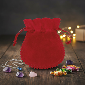 Sacchetto Regalo in Velluto Doppio Rosso 85x100 cm, Riciclabile, con Coulisse, per Gioielli, Caramelle, Collane e Gemme - Product Image 3