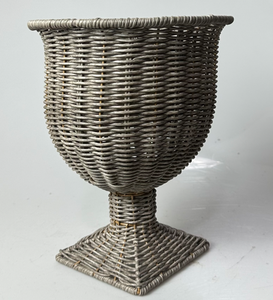 Chine fait à la main en plastique rotin tissé porte-fleur décoratif rotin vase rotin panier en beige et gris - Product Image 2