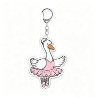 Porte-clés en acrylique Kawaii en forme de canard, mignon canard de dessin animé vêtu de vêtements, pendentif pour sac à dos et sac à main