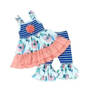 Модная Одежда для девочек 9 лет, летнее платье с двойными оборками и жемчугом на бретельках, 2021 девочек