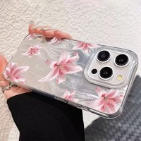 Coques de Téléphone Antichoc Luxe Fleurs pour iPhone 17 Air 16 15 Plus Pro Max 14 13 12 11 X – Housse de Protection Arrière Personnalisable avec Logo