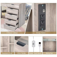Muebles Coiffeuse Tocador Table de maquillage en bois avec miroir LED Station de charge et tiroirs