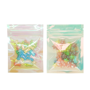 홀로그램 삼면 실링 지퍼백 핑크 투명 화장품 쥬얼리 포장 파우치 - Product Image 4