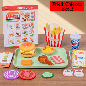 Juego de Juguetes de Madera de Pollo Frito para Niños 2026, Juguetes de Comida de Imitación, Hamburguesa de Comida Rápida con Papas Fritas, Juguetes de Cocina para Niños, CE - Product Image 3