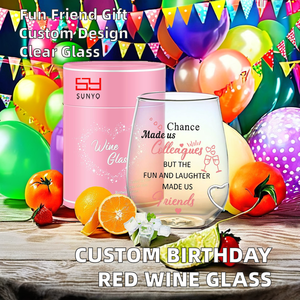 <span class=keywords><strong>Tasse</strong></span> transparente en verre à vin rouge personnalisée en gros avec lettrage humoristique pour cadeau de retraite d'amitié d'anniversaire - Product Image 2