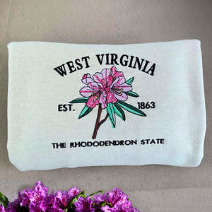 West Virginia State brodé sweat à capuche 3D Rhododendron fleur avant Badge Logo tissu tissé pour automne hiver cadeau - Product Image 2