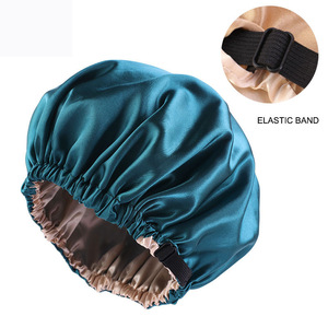 Gorro de dormir de satén de doble capa con banda elástica ajustable para el cuidado y la belleza del cabello - Product Image 3