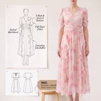 Jupe en mousseline de soie à imprimé floral rose pour femmes, mode féminine, fabricant de vêtements sur mesure OEM ODM, vente en gros