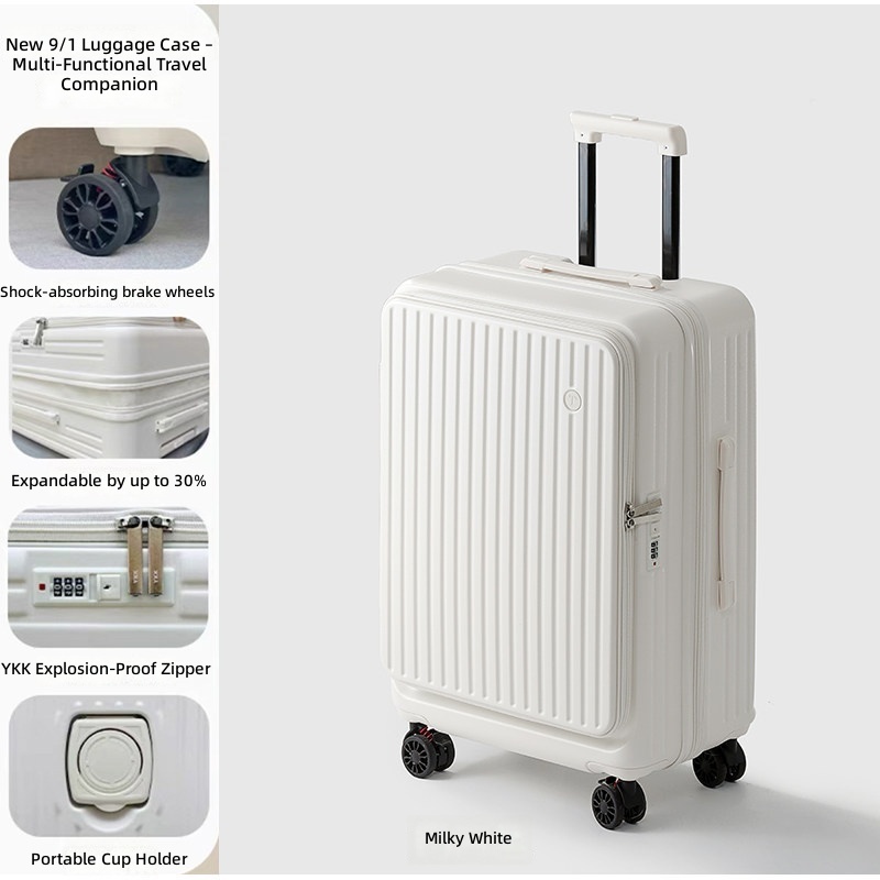pearl white-ykk zipper-expandable capacity