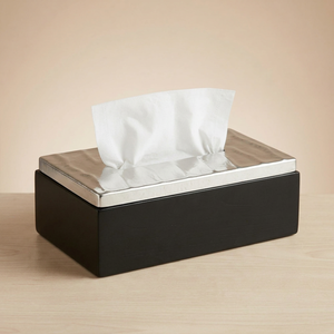 Metal Tissue Box <b>Napkin</b> Holder Black Wooden Base Eco-friendly Durable Modern Design for Home/Hotel/Restaurant Use White Royals - Product Image 1